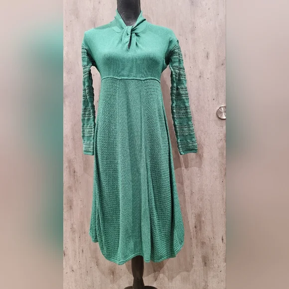 green emerald velvet dress CATHERINE MALANDRINO Size 2 Black Turquoise Cotton Embroidered Dress